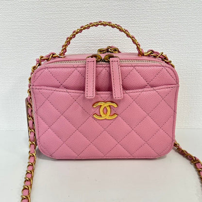 Chanel Caviar Leather 2way Vanity Case 6008