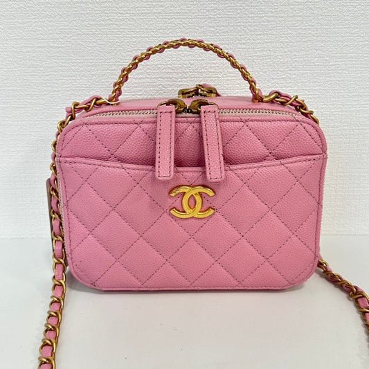 Chanel Caviar Leather 2way Vanity Case 6008