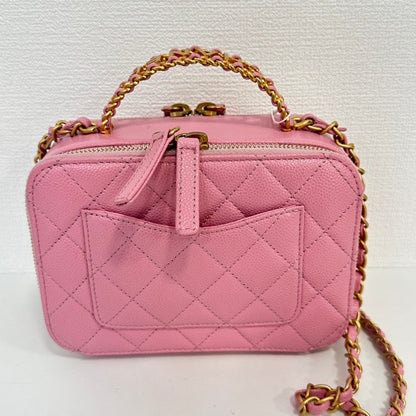 Chanel Caviar Leather 2way Vanity Case 6008