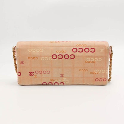Chanel East West Pink Denim Coco Print Chocolate Bar Shoulder Bag