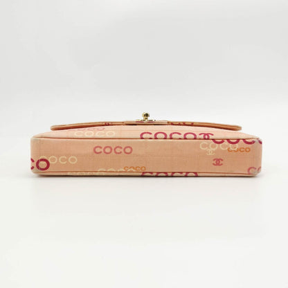 Chanel East West Pink Denim Coco Print Chocolate Bar Shoulder Bag