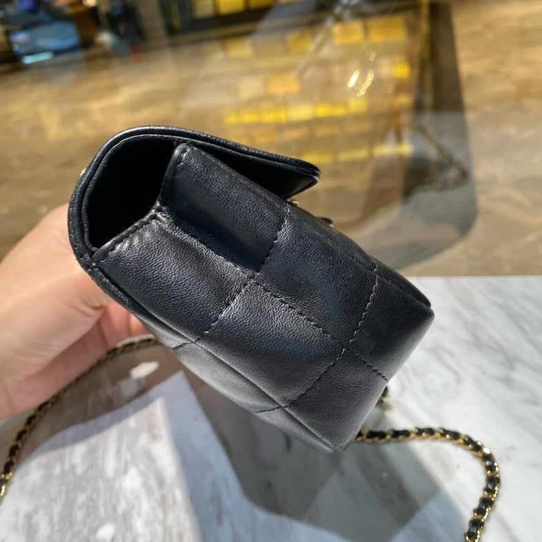 Chanel Mini Chocolate Bar CF Black Leather Crossbody Bag