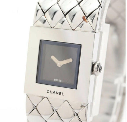 Chanel Matelassé Quartz Silver Watch cm Strap