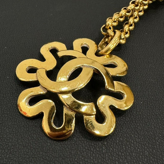 Chanel Vintage Gold Flower Pendant Necklace, -Inch Chain