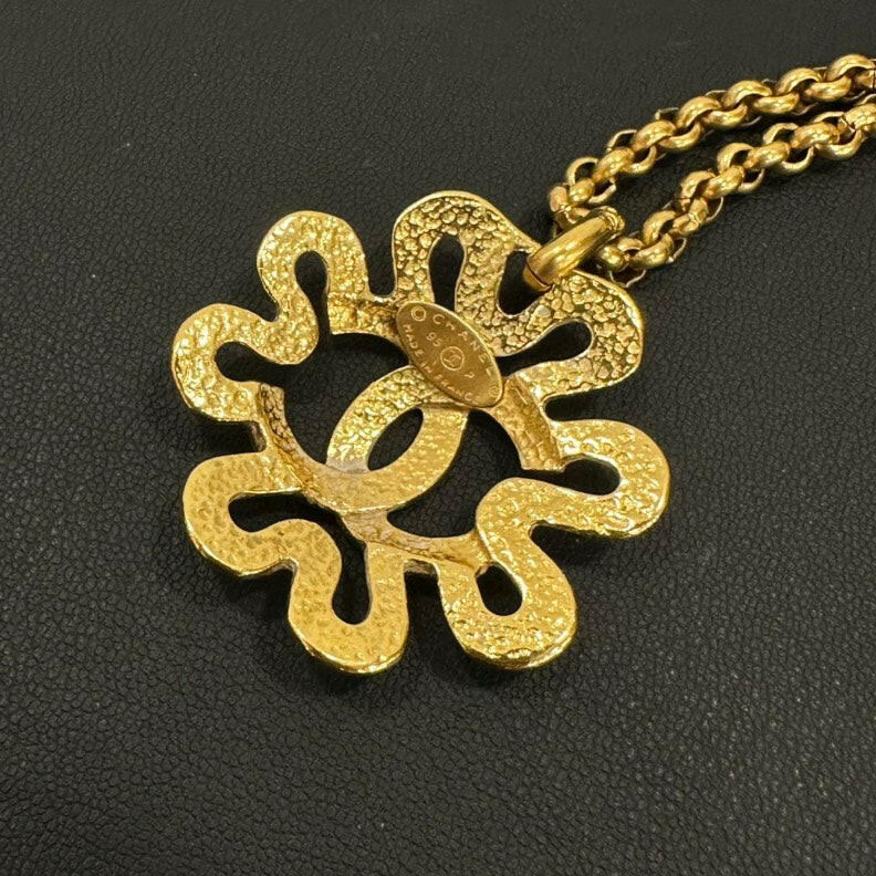 Chanel Vintage Gold Flower Pendant Necklace, -Inch Chain