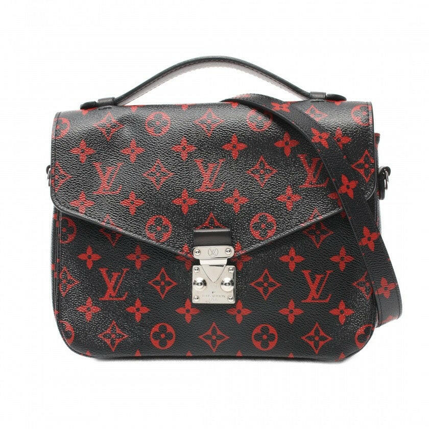 Limited Edition Louis Vuitton Monogram Pochette Métis 2way Black/Red Small Bag.