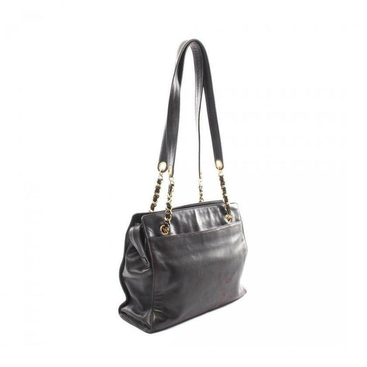 Chanel Coco Mark Chain Shoulder Tote Bag Lambskin Black Gold Hardware