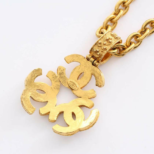 Chanel Coco Mark Necklace Gold-Plated Vintage Chain Pendant - -Inch Length