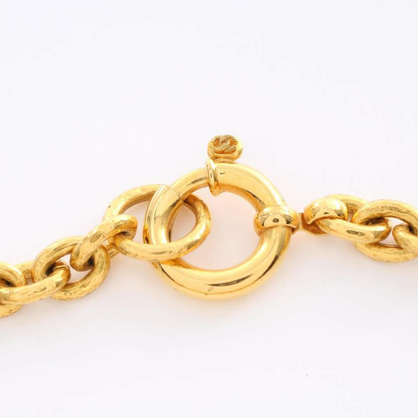 Chanel Coco Mark Necklace Gold-Plated Vintage Chain Pendant - -Inch Length