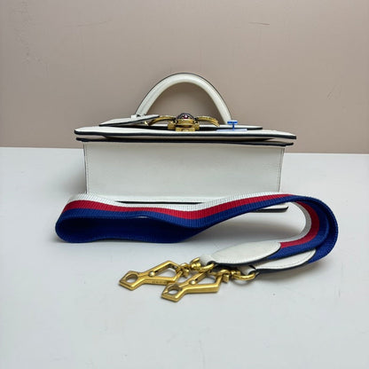Gucci Bee Leather 2way Bag - White Medium with Embellished Bee Detail and Optional Strap