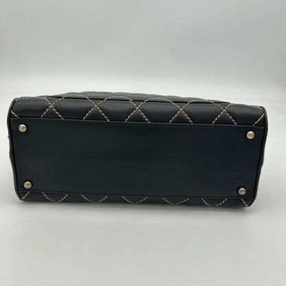 Chanel Black Quilted Leather Shoulder Bag Medium with Silver Hardware
