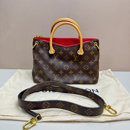 Louis Vuitton Monogram Pallas 2way Bag Red Brown Shoulder Bag