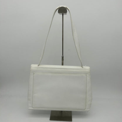 Chanel White Leather Shoulder Bag Medium Size