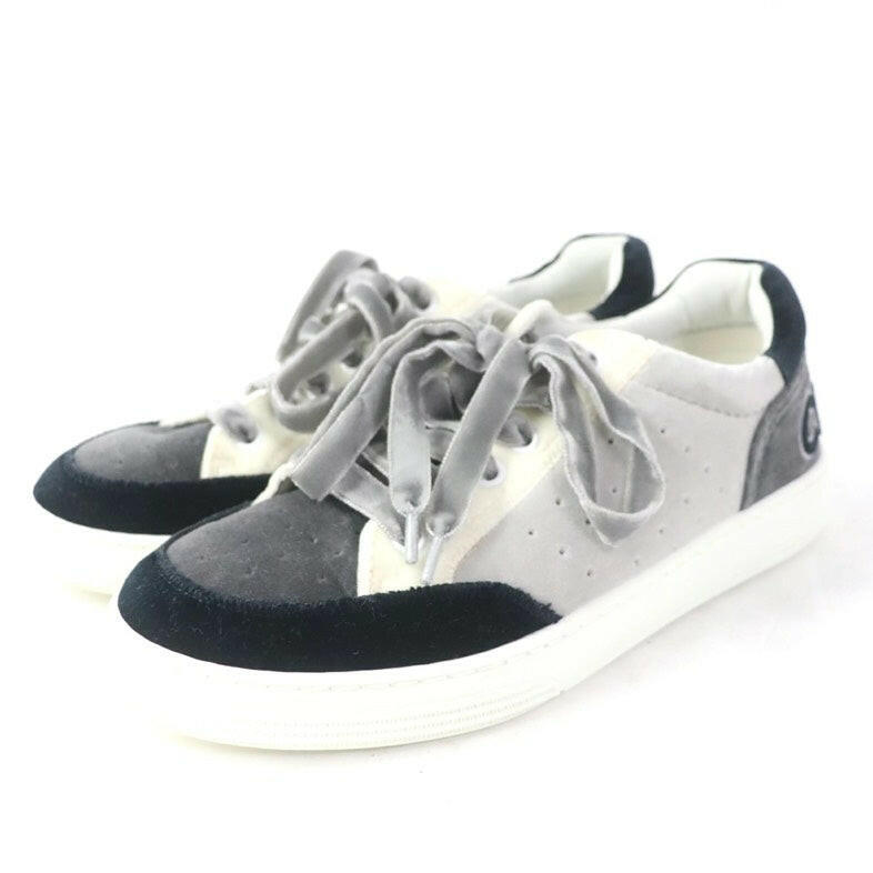 Chanel Black and White Lace-Up Sneakers Size