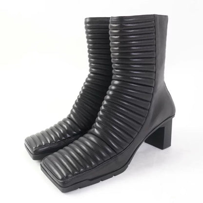 Balenciaga Quilted Leather Ankle Boots - Black, Size 38