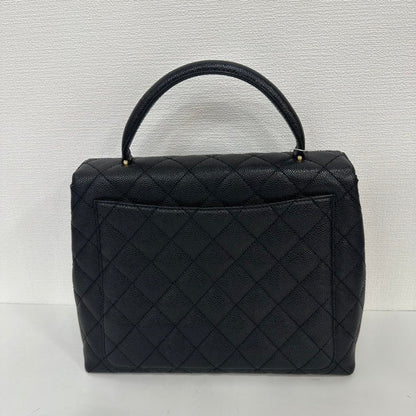 Chanel Caviar Leather Kelly Top Handle Bag Black Medium