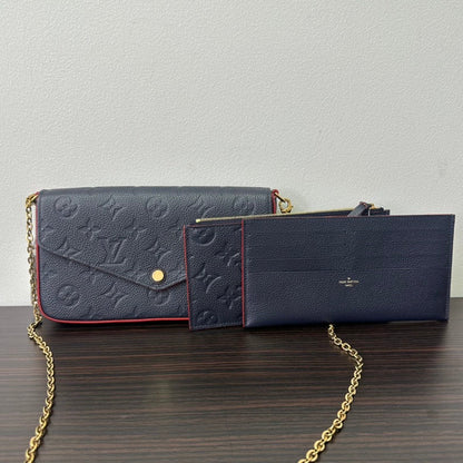 Louis Vuitton Monogram Empreinte Pochette Felicie Navy Leather Crossbody Bag