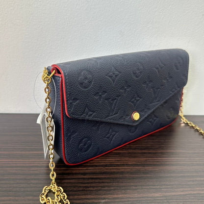Louis Vuitton Monogram Empreinte Pochette Felicie Navy Leather Crossbody Bag
