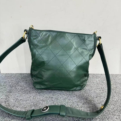 Chanel Two Ways Green Leather Quilted Bag  Medium Size