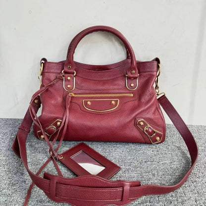 Balenciaga City Burgundy Leather Tote Bag Medium Size.