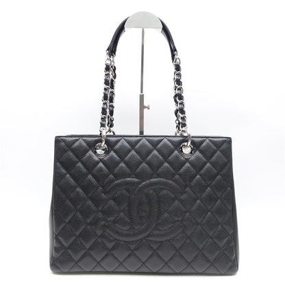 Chanel GST Black Silver Calfskin Quilted Shoulder Bag
