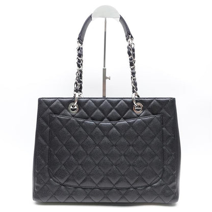 Chanel GST Black Silver Calfskin Quilted Shoulder Bag