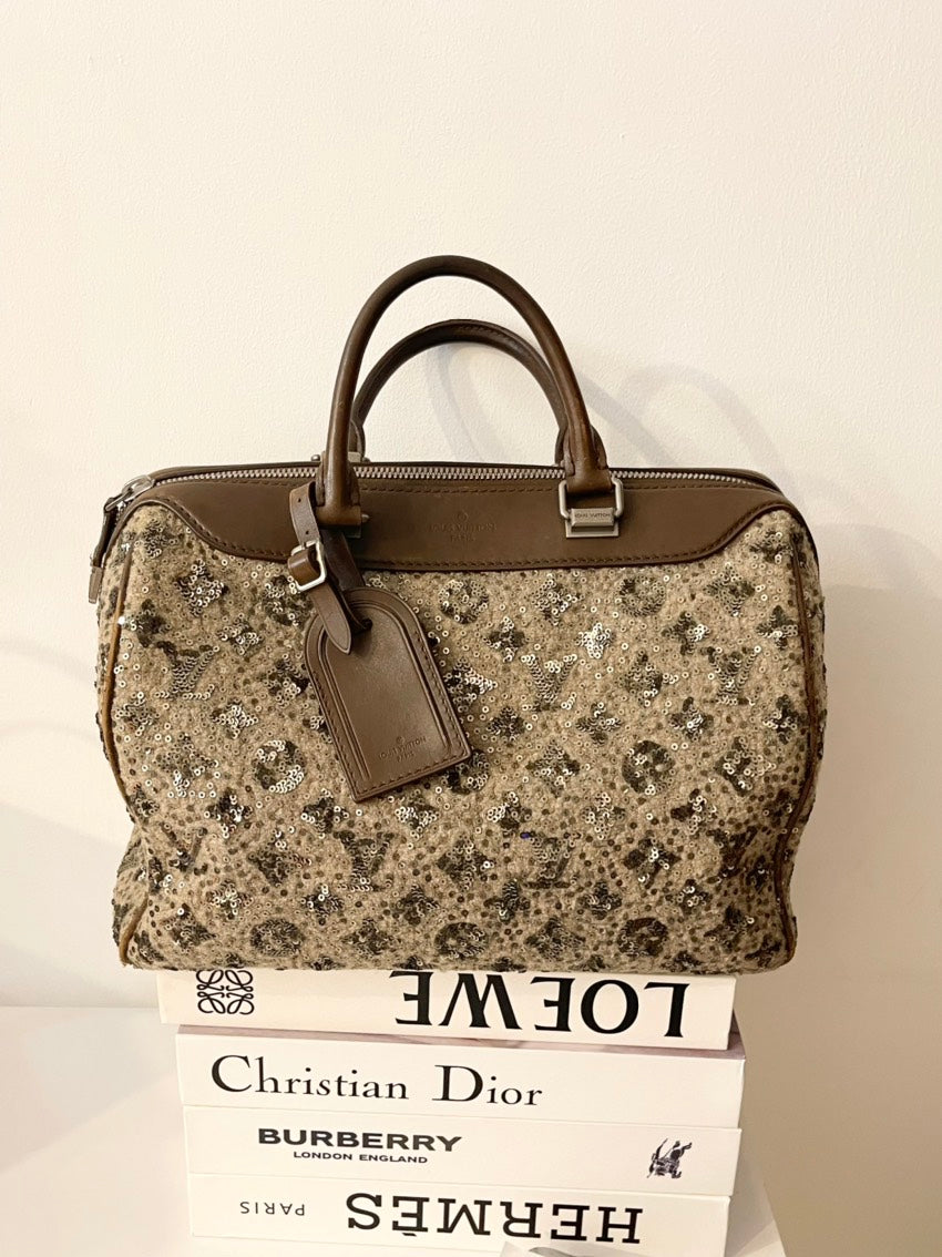 Louis Vuitton Limited Speedy Brown Multi-color Sequin Handle Bag