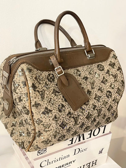 Louis Vuitton Limited Speedy Brown Multi-color Sequin Handle Bag