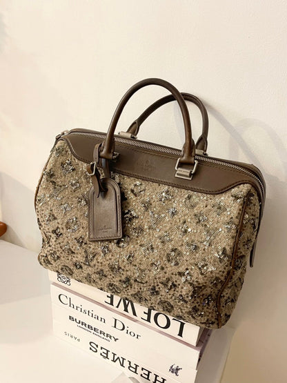 Louis Vuitton Limited Speedy Brown Multi-color Sequin Handle Bag