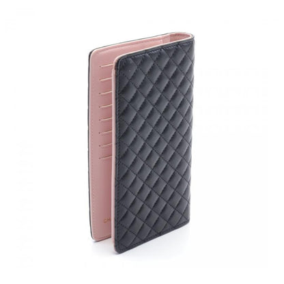 Chanel Matelasse Black Leather Coco Mark Bi-fold Long Wallet Gold Hardware