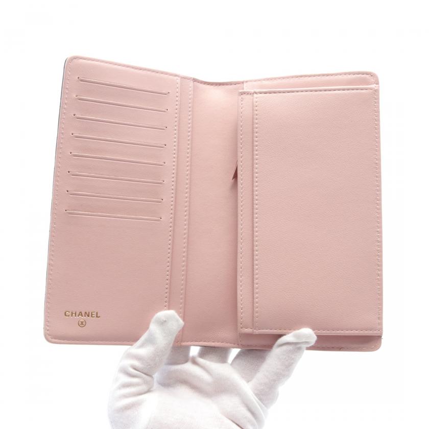 Chanel Matelasse Black Leather Coco Mark Bi-fold Long Wallet Gold Hardware