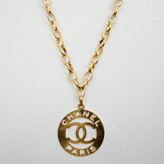 Chanel Paris Gold Pendant Necklace-Inch Length