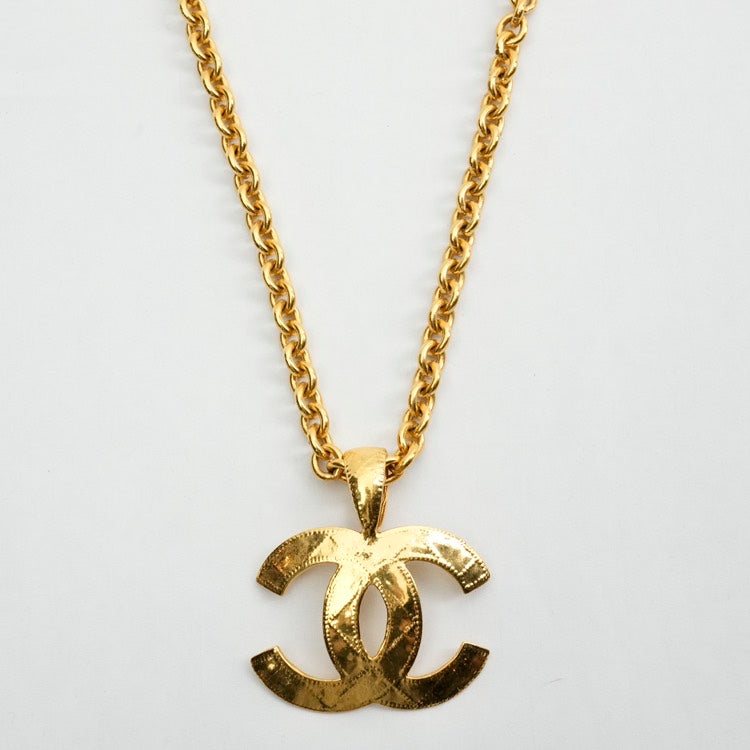 Chanel CC Gold Pendant Necklace  inches