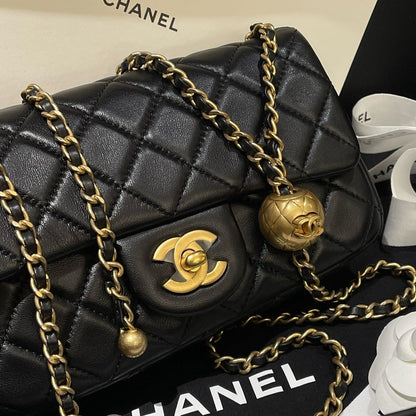 Chanel Classic Flap Mini Adjustable Chain Black Quilted Leather Bag