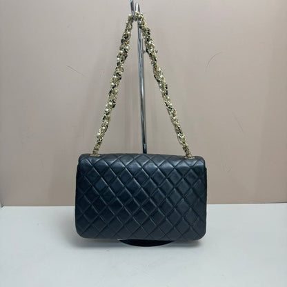Chanel Black Quilted Lambskin Chain Shoulder Bag Medium Size