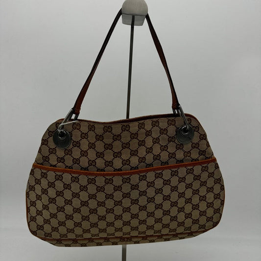 Gucci Beige Brown Canvas Shoulder Bag