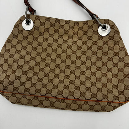 Gucci Beige Brown Canvas Shoulder Bag