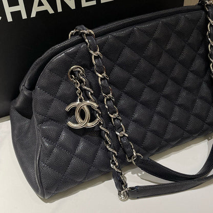 Chanel Mademoiselle Black Leather Quilted Bowling Bag