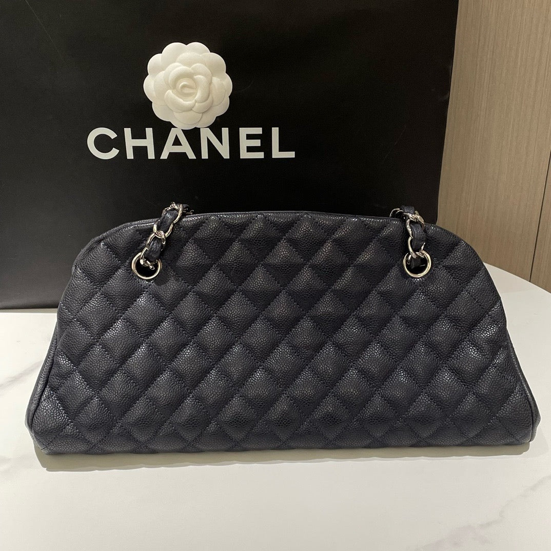 Chanel Mademoiselle Black Leather Quilted Bowling Bag