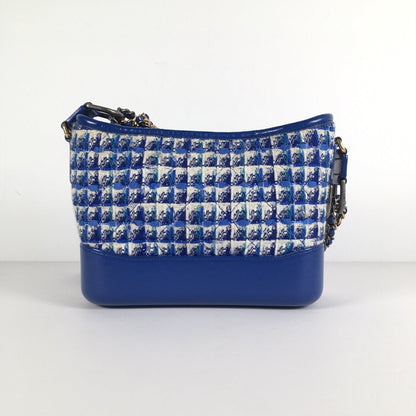Chanel Gabrielle Small Blue Tweed Hobo Bag