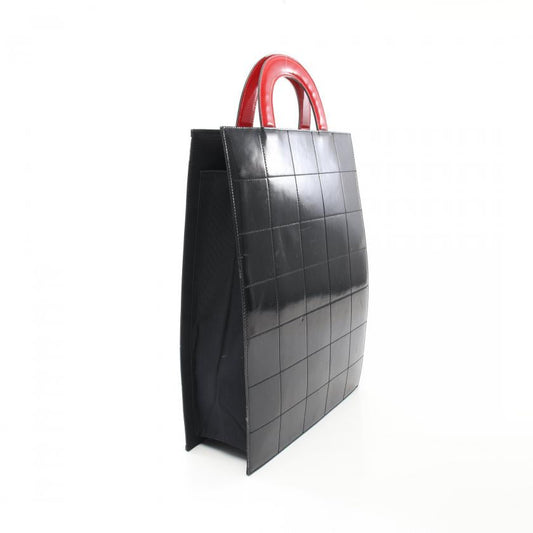 Chanel Chocolate Bar Mademoiselle Tote Bag Black Red White Patent Leather