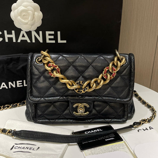 Chanel Paris-Bombay Black Leather Flap Bag