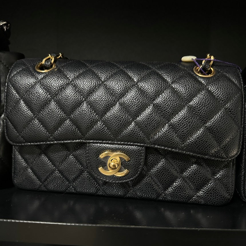 Chanel CF Classic Flap Bag Vintage Small Black Leather Quilted