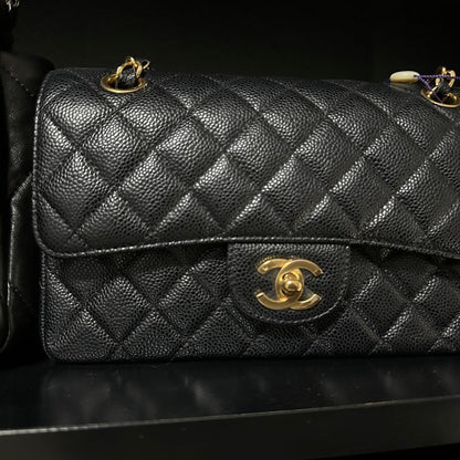 Chanel CF Classic Flap Bag Vintage Small Black Leather Quilted