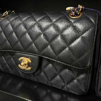 Chanel CF Classic Flap Bag Vintage Small Black Leather Quilted