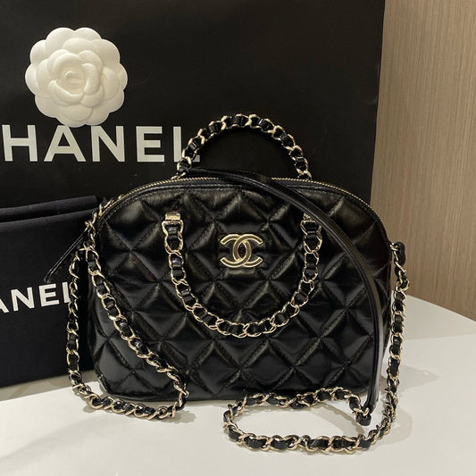 Chanel b Alma Handbag Small Black Leather