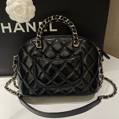 Chanel b Alma Handbag Small Black Leather