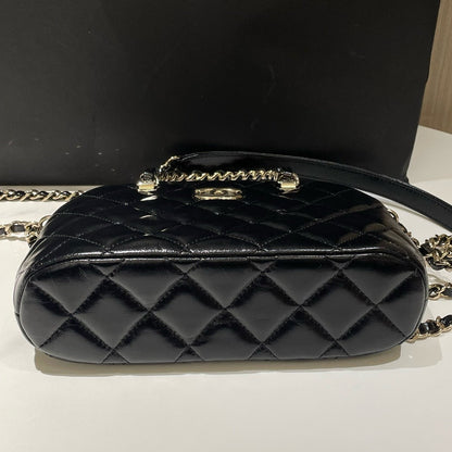 Chanel b Alma Handbag Small Black Leather