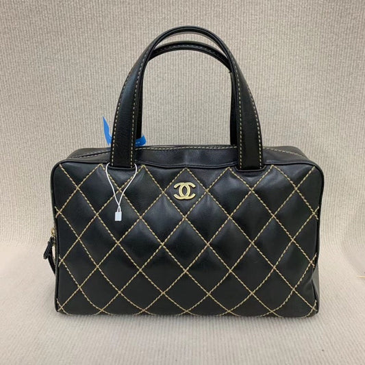 Chanel Black Leather Quilted Handbag Medium