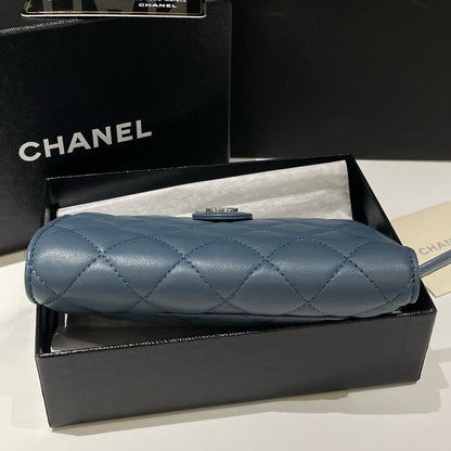Chanel Quilted Lambskin Wallet, Blue, () # - % New Condition